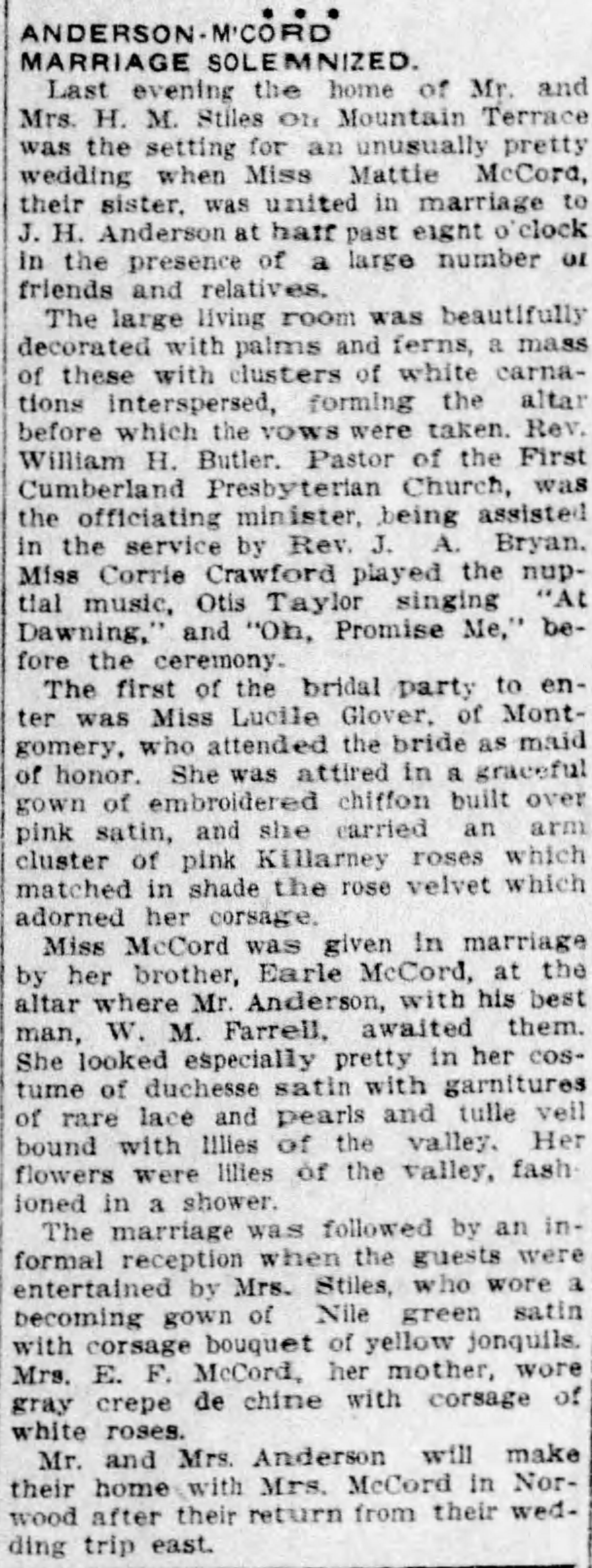 Mattie McCord-J.H. Anderson